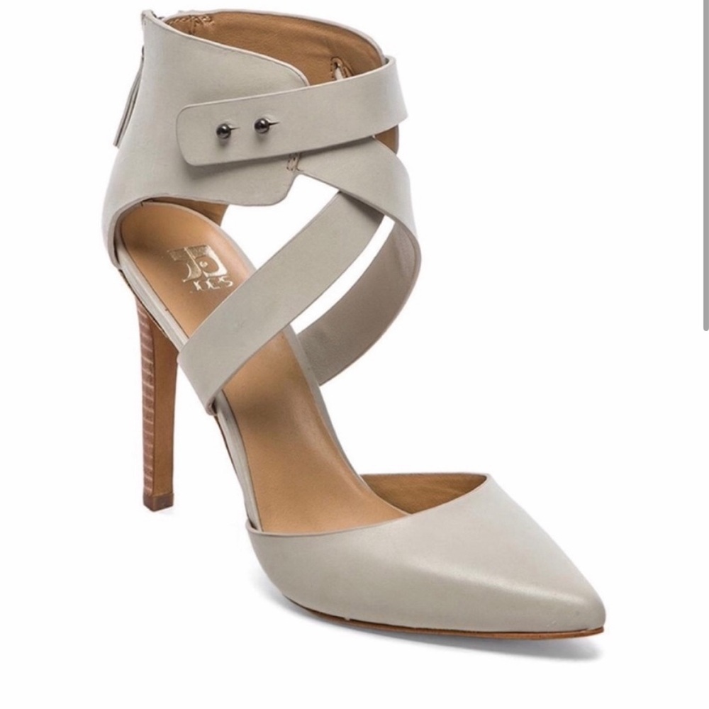 Joe’s Jeans gray ankle strap heels